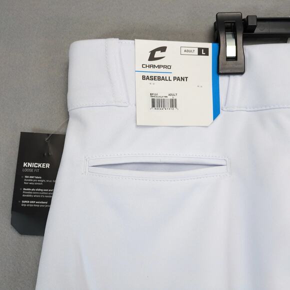 NWT Champro Knicker Baseball Softball Pants Men's L Loose Fit White Red Stripe - Picture 3 of 10